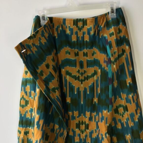 Ulla Johnson Navi Wrap Midi Skirt Green Orange Geometric Handloomed - Picture 11 of 16